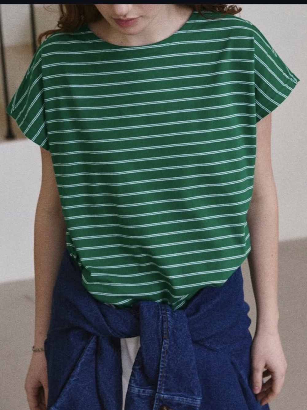 Le Bon Shoppe Chérie Tee Striped Short Sleeve Green & White M/L
